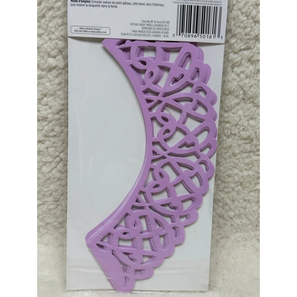 Wilton Cupcake Wraps‎ Lavender Swirl Laser Cut Decorative Collars 18 Count